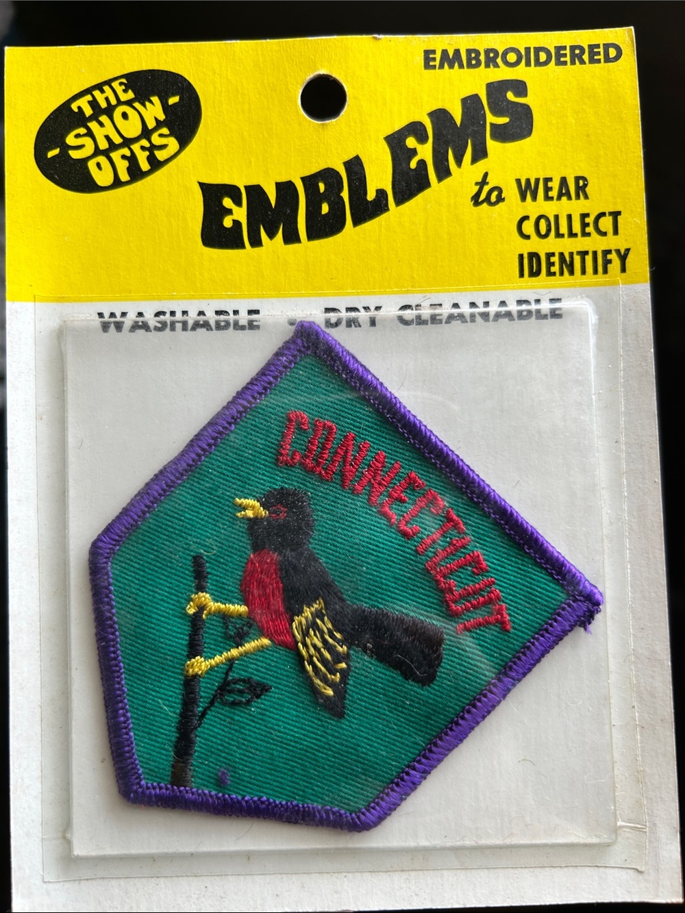 Emblems embroidered patch the show offs Vintage 70s features name Connecticut